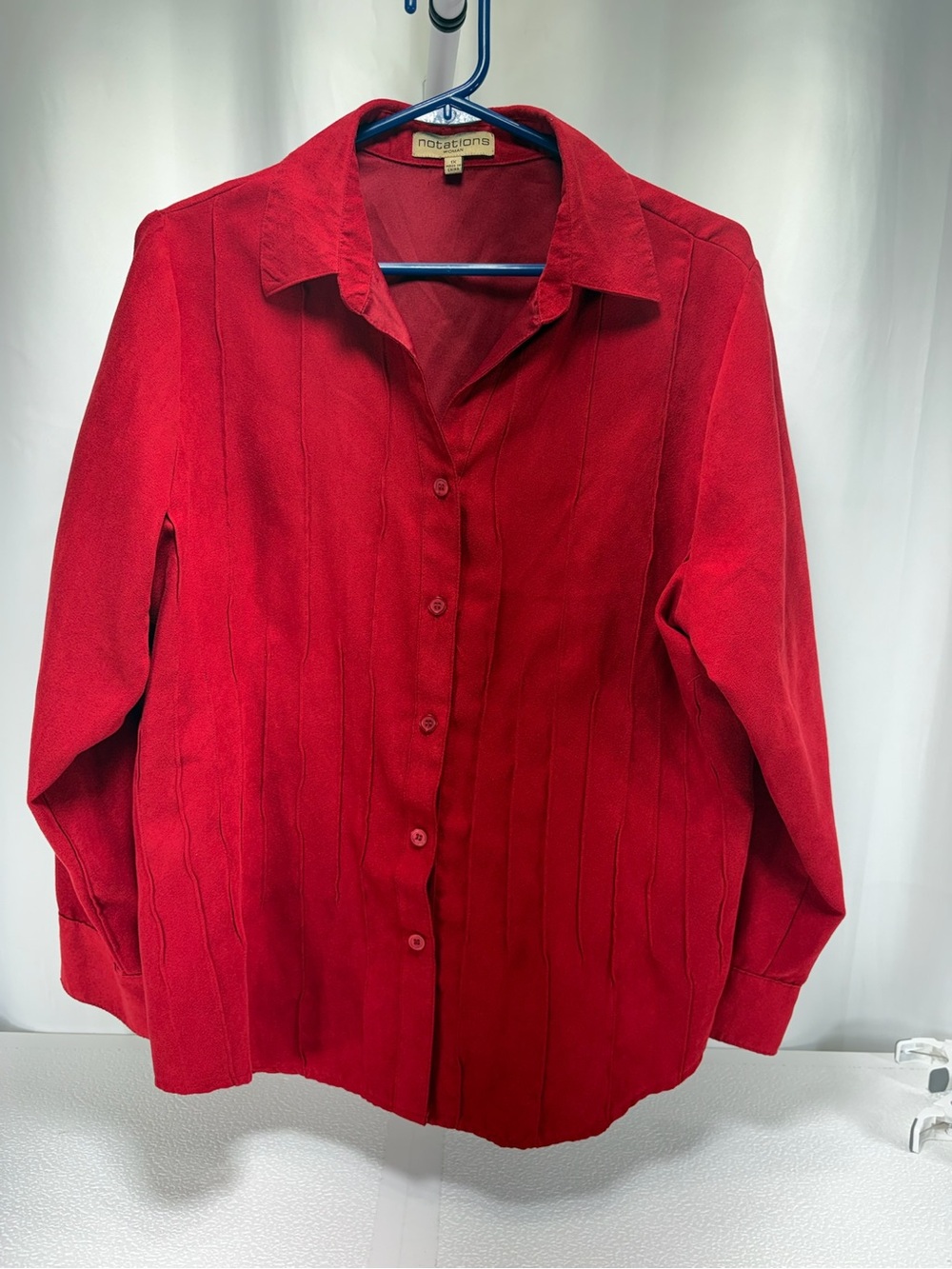 Notations Red Long Sleeve Button-Front Shirt 4595